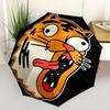 1pc Cartoon Tiger DesignAutomatic Folding Umbrella, Portable & Foldable Design with 8 Ribs, Casual Outdoor Accessory yy250804160