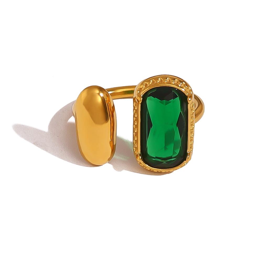 Anelli in Acciaio Inossidabile con Zirconi Colorati per Donna Fascino Elegante Vintage Placcati Oro 18K Gioielli di Tendenza