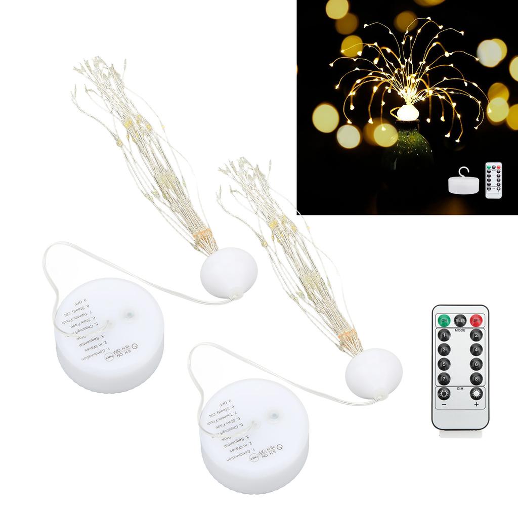 2Pcs LED Decorative Lights 8 Modes DIY Hanging Solar Decorative Lights with Remote Control for Outdoor Courtyard