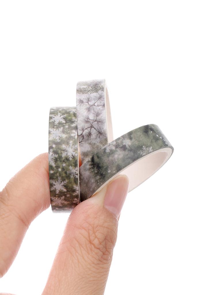 5rolls/Box Winter Aesthetic Washi Tape Adhesive Paper Tape For Creative Scrapbooking Supplies Plants Stationary Washi Tape