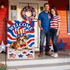 IVN 4th of July Bulldog Welcome Uncle Sam Hat Patriotic Stars Garden Flag 12x18 Vertical Double Sided Memorial Day Independe