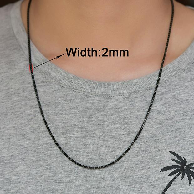 2/3/4/5mm Men's Box Chain Stainless Steel Necklace Choker for Women Copper/Gold/Black/Rose Gold Color 14 - 40 Inch Metal Jewelry