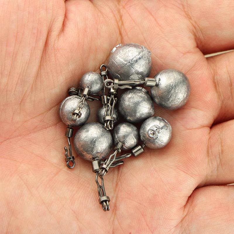 Detachable Ball-Shaped Running Lead Sinker 2-20g: Anti-Drift Line Clip for Fast Bottom Finding and Wild Fishing