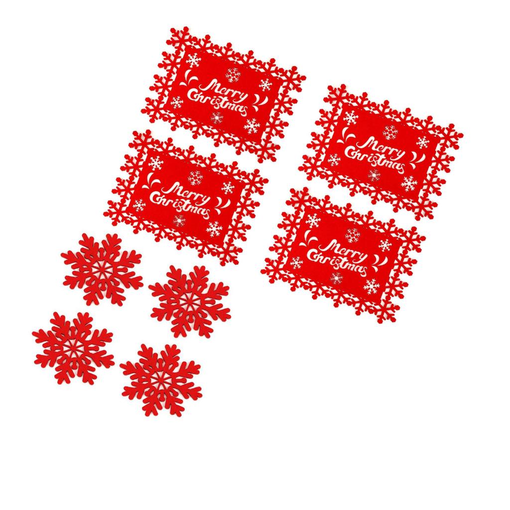 12Pcs Festival Felt Table Mats Heat Resistant Placemats for Christmas Dining Elegant Snowflake Shaped Tableware Mats