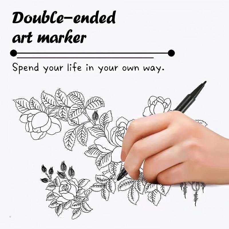 Set de 10 pixuri de marcare cu tijă subțire, rezistente la apă, cu două capete - cerneală durabilă, cu uscare rapidă și vibrantă pentru studenți, birou și artă