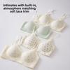 Soufflé Style Floral Lingerie, Sweet Thin Wireless Bra, Soft Support Push Up Anti-Sagging Bra for Small Bust
