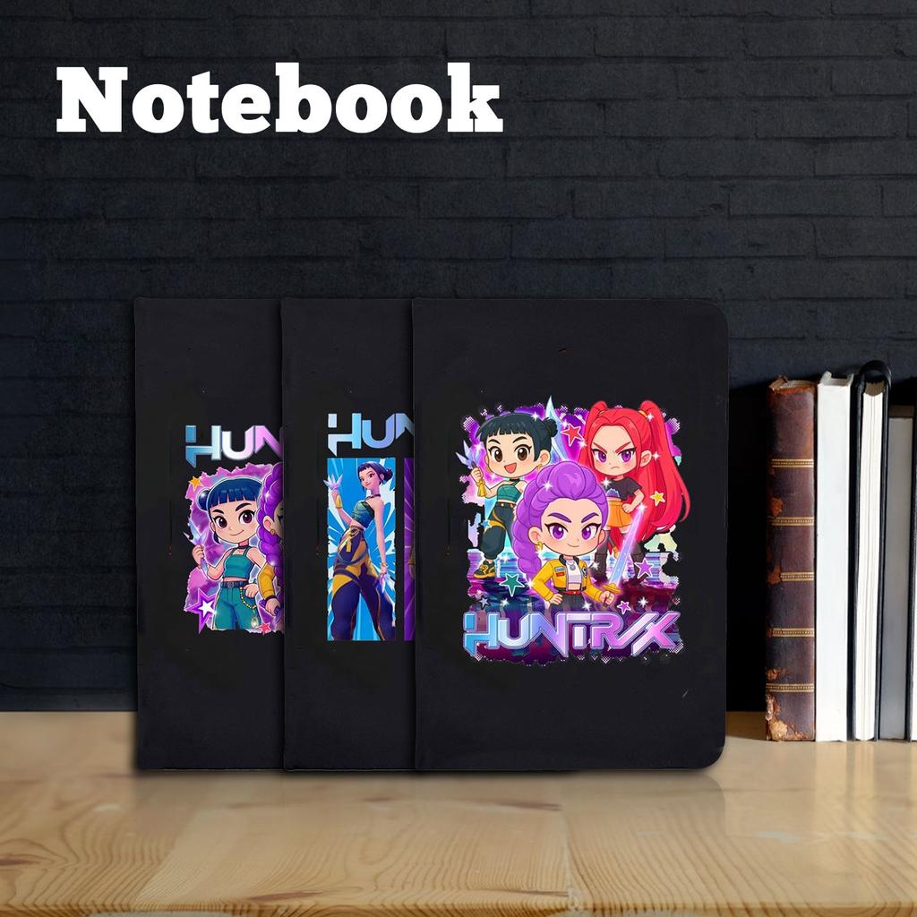 Student Classroom Notebook Cartoon Printed Portable Imitation Leather Black Notebook Creative Notebook