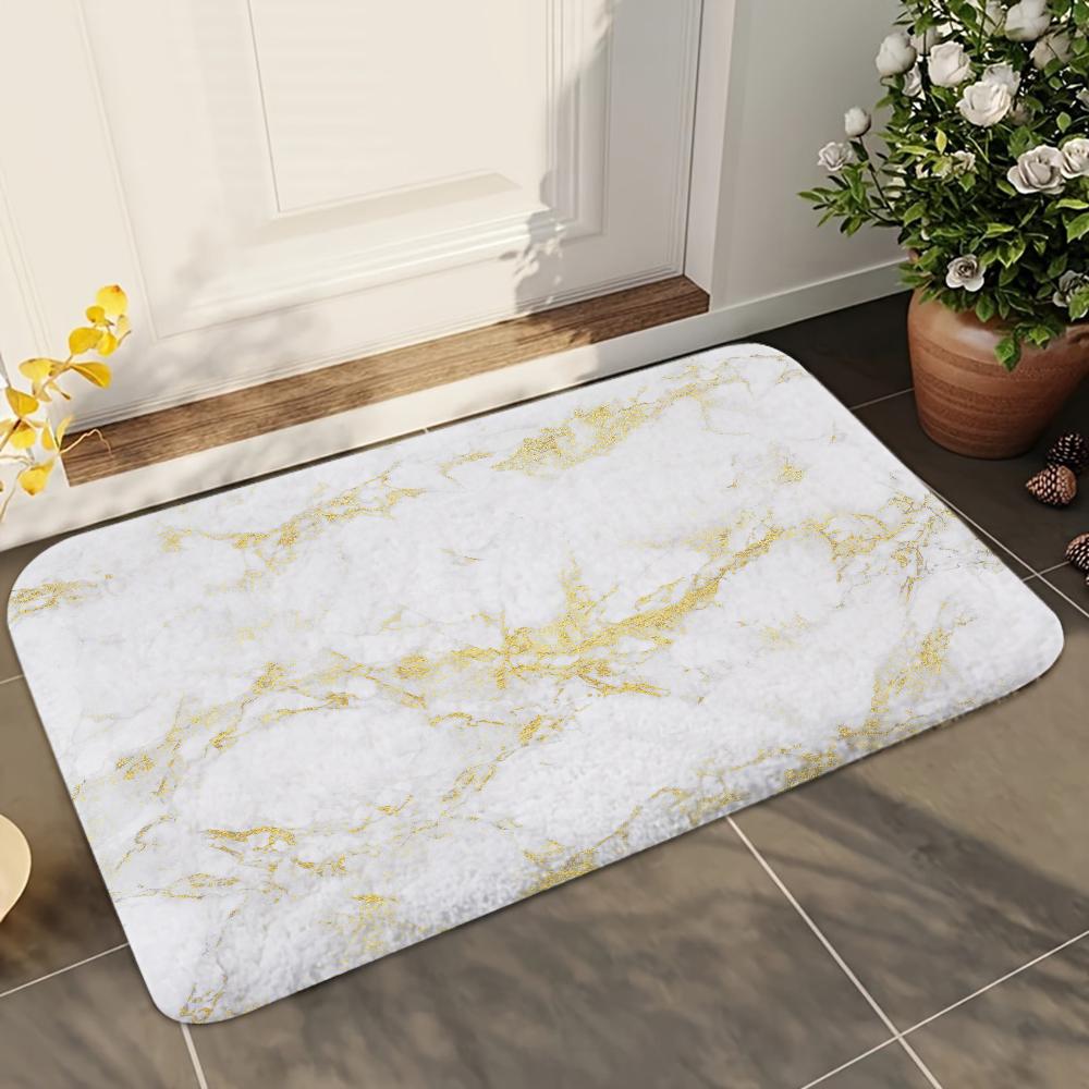 1pc Luxury Golden Marble Bath Mat Absorbent Anti Slip Soft Carpet for Bathroom Kitchen Home Decor Floor Mat