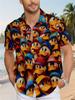 Fun Cute Duck Print Casual Shirt, Loose-Fitting Cartoon Top with a Flowing Drape, Suitable for Beach Strolls / Comic Con Outings / Weekend Streetwear