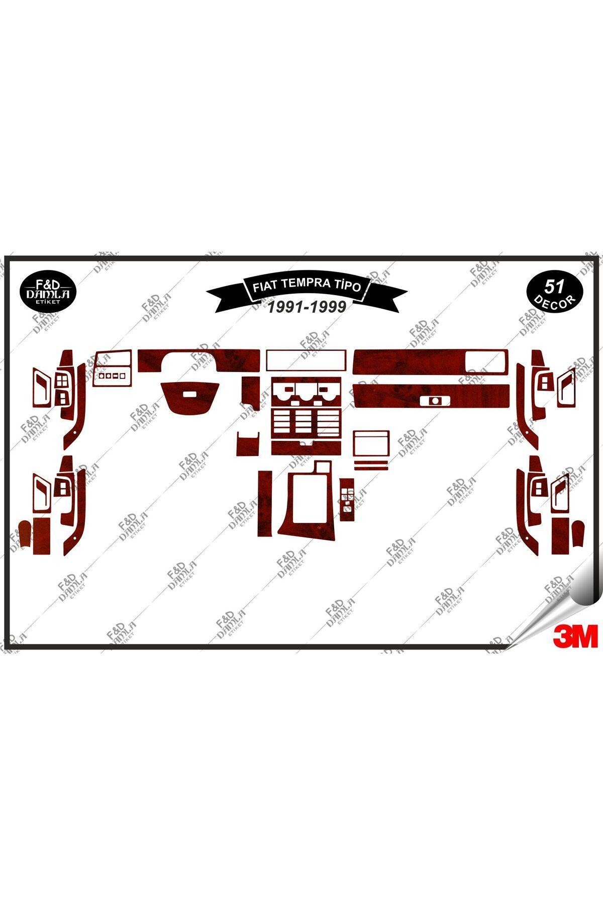 

Fiat Tempra Tipo 1991-1999 Torpido Konsol Trim Göğüs Maun Kaplama Set 51 Parça Maun