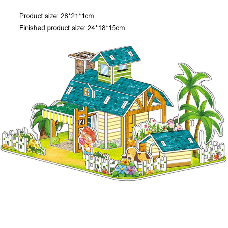 Big Size Children's 3D Paperboard Puzzle House Villa Castle Building Model for Kids Handmade DIY Assembly Puzzle Toys Gift