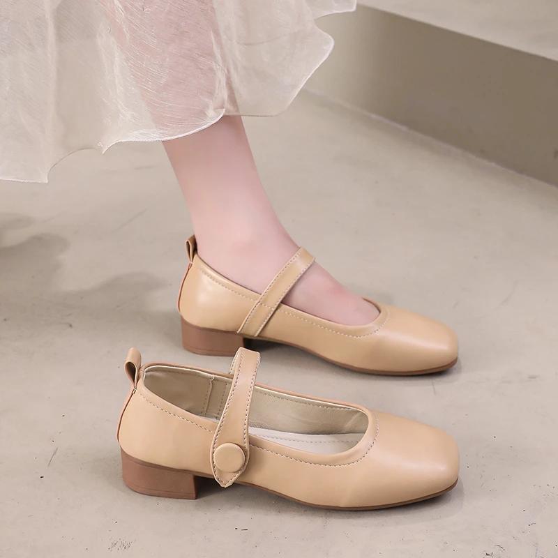 Fashion 2024 Summer Elegant Women Mary Jane Retro Soft Sole Low Heel Shallow Dress Party Office Zapatos Shoes for Women