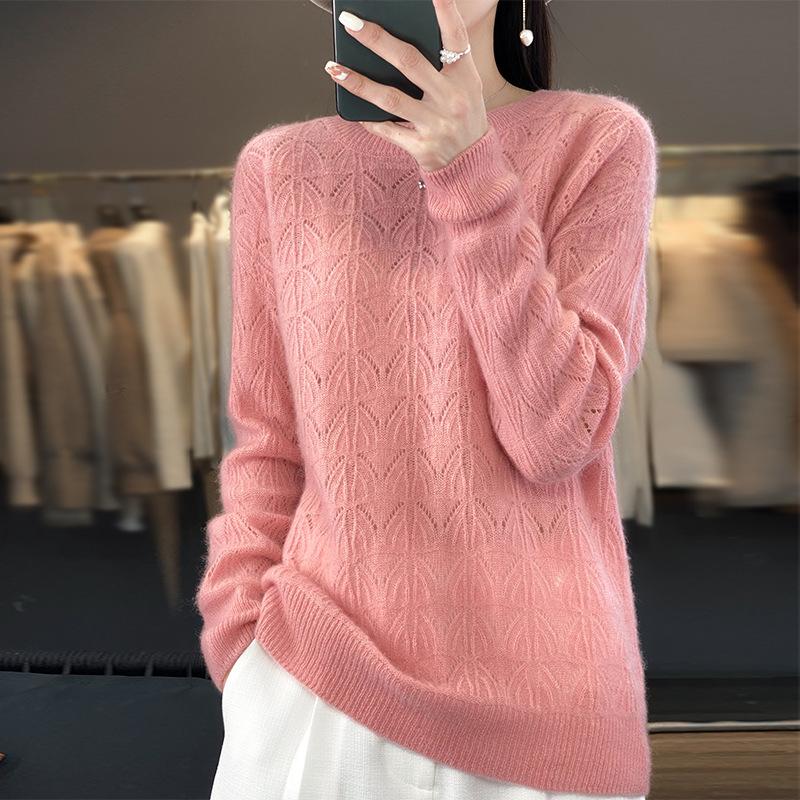 Un Nuovo Maglione da Donna Lavorato a Maglia Autunnale e Invernale con Scollo Rotondo, Maniche Lunghe, Casual, Semplice e Largo come Strato Base