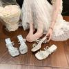 Fairy rhinestone bow with sandals girl summer 2025 new fashion versatile stiletto high heels