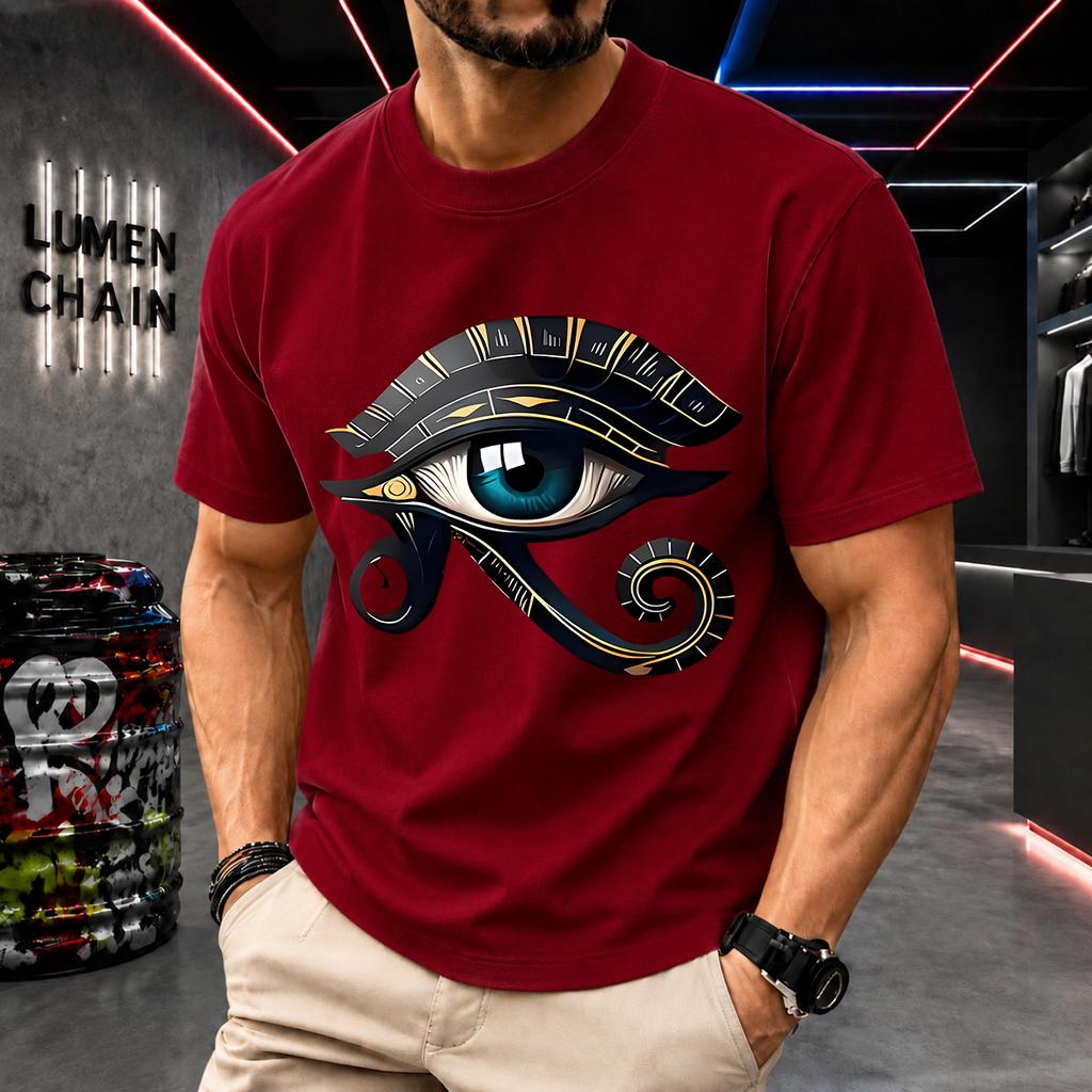 2026 New Pure Cotton Tshirt Eye Of Horus Ancient Egyptian Symbol Print Casual Trendy Clothing