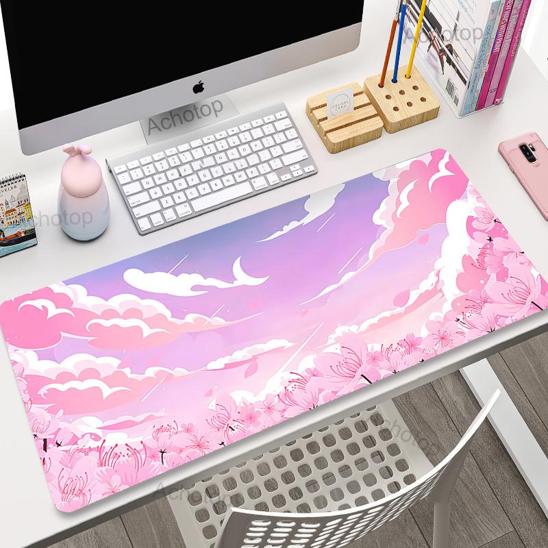 Pink Clouds Mouse Pad Gamer Mousepads Big Gaming Mousepad Kawaii XXL Mouse Mat Large Keyboard Mat xcm Desk Pad For Computer