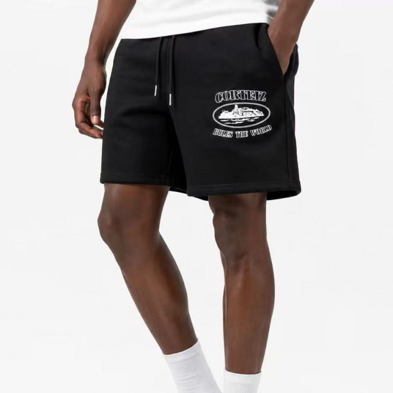 Corteiz Devil Island Print Sweat Shorts Streetwear Hip Hop Loose Fit Casual