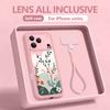 Custodia Laccetto Floreale Acquerello INS Per iPhone 17 Pro Max iPhone 16 15 Pro Max 14 13 11 16E 17E Bumper Antiurto Copertura con Cinturino da Polso