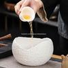 Egg-shaped Ceramic Tea Wash Basin: Desktop Waste Water Bucket and Cup Washing Bowl
