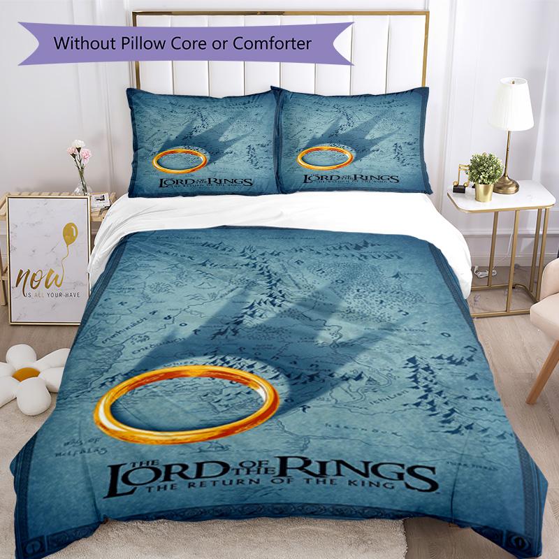 Lord Rings Comforter Cover Set Perfect for Playroom Lightweight Christmas Gift