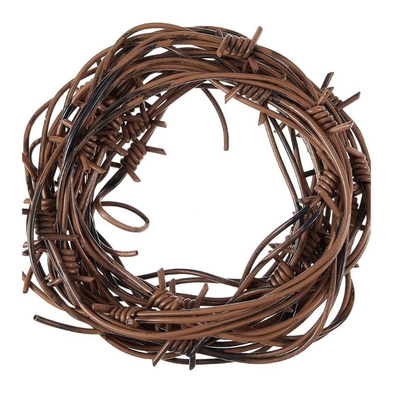 

Декорація з іржавого колючого дроту на Хеллоуїн, реквізит з колючого дроту, прикраси для ялинки, вінок з іржавого колючого дроту коричневий