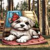 1pc Butterfly Doggie Outdoor Flannel Blanket , Machine Washable Perfect Gift for Birthday , Holiday Travel Accessory , Durable Material
