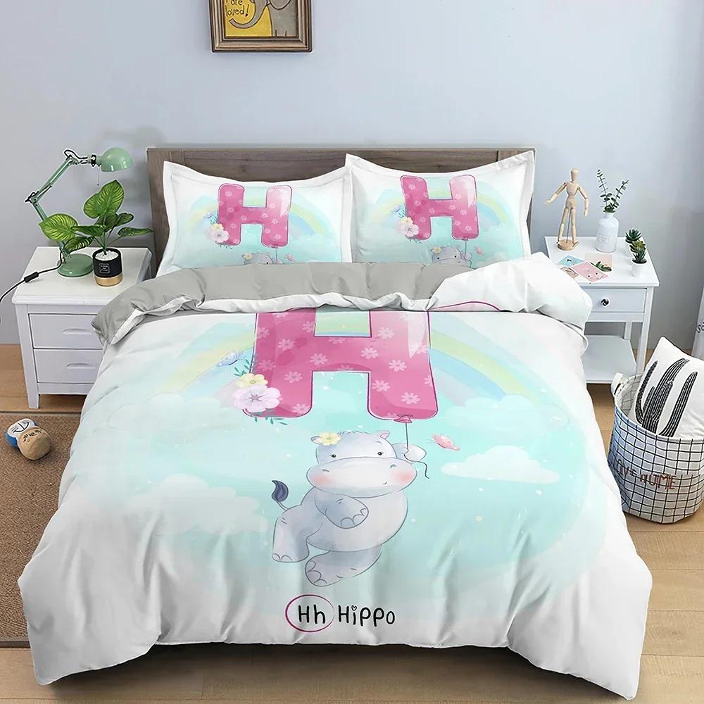 Cartoon Pattern Comfortable Duvet Quilt Cover Pillowcase Bedding Set Children Bedroom Decoration Home Textile