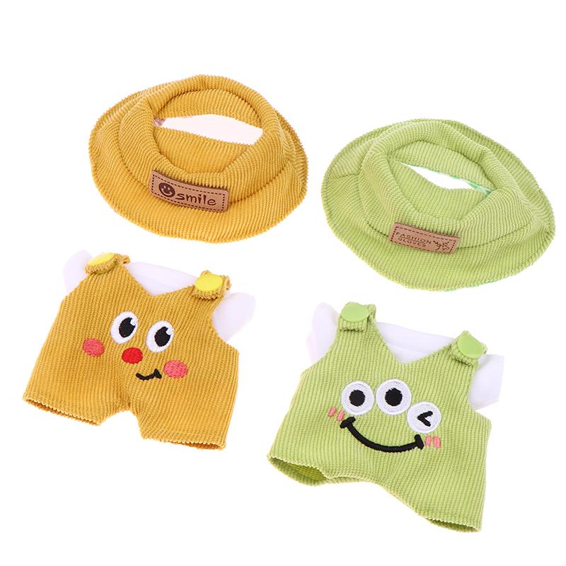 For 17cm Labubus Doll Clothes Accessories White Shirt Hat Animal Overalls Set