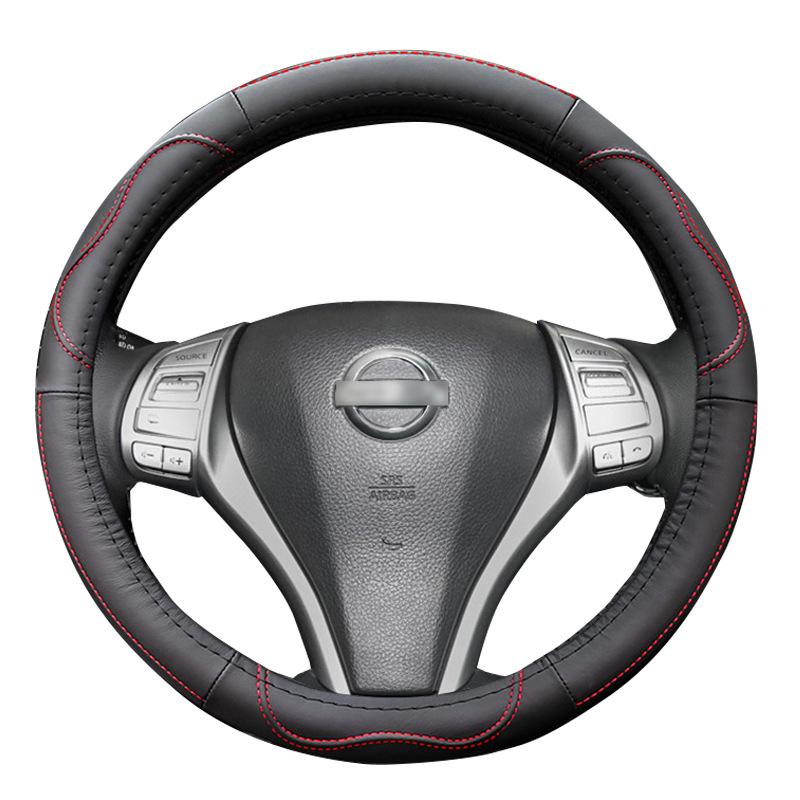Universal Non-Slip Leather Steering Wheel Cover - All Season Fit, Round Design