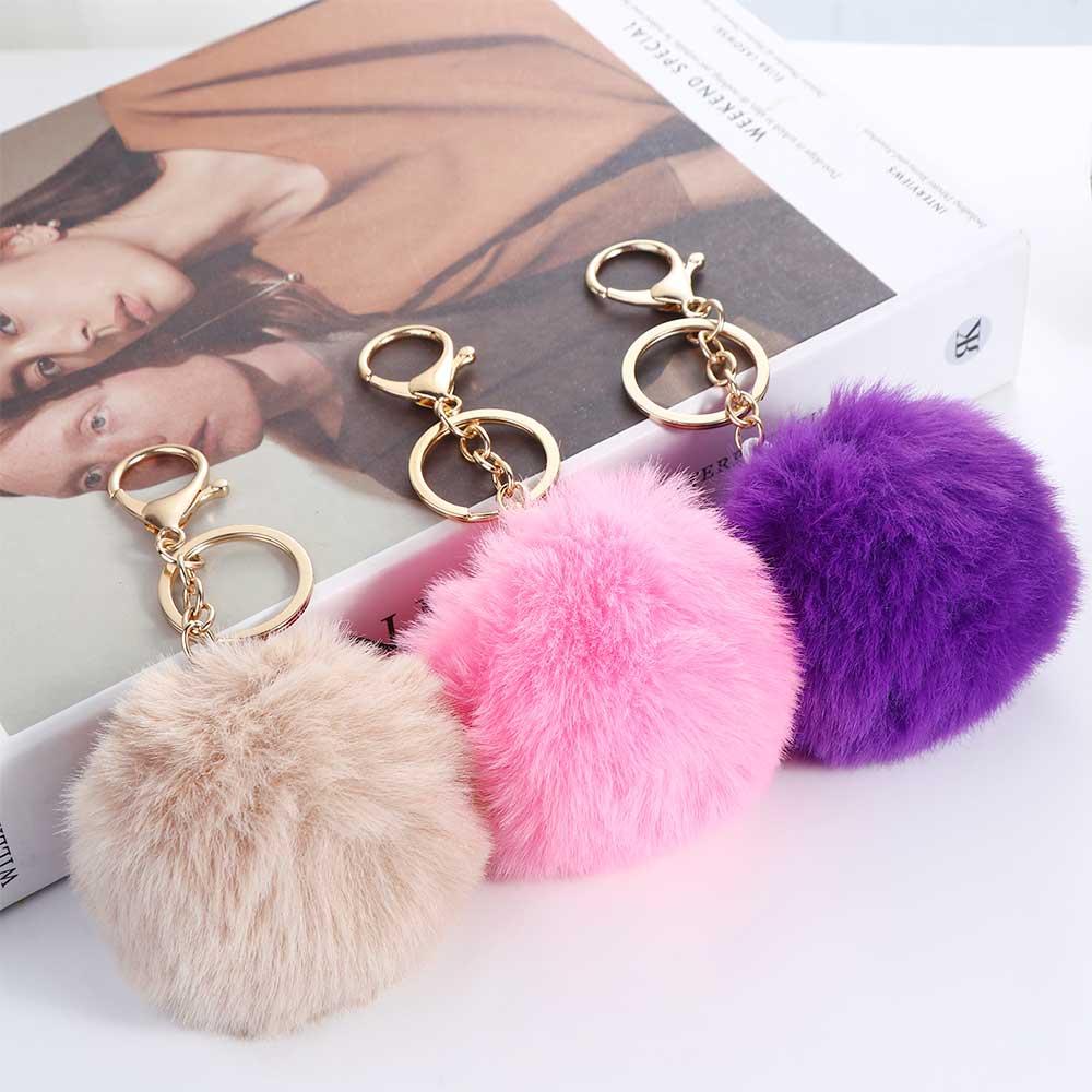 Fluffy Pompom Bag Pendant Accessories Car Keyring Ornaments Fur Ball Keychain Car Keyring Key Holder Pom Fluffy Key Chains