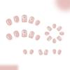 24 Pcs White French Tip Press On Nail Short Square False Nail Sweet Bows Acrylic Nail Glossy Full Cover Stick on Nail