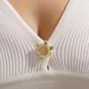 Elegant Retro Gardenia Brooch with Diamond, Pearl, and Leaf Design - Anti-Exposure Pin for Women
