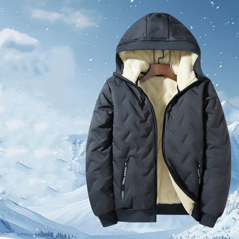 Men's Hooded Parka Casual Coats for Men Autumn Winter Warm Windproof Padded Jacket Outdoor Skiing Fleece Lining Parkas Male