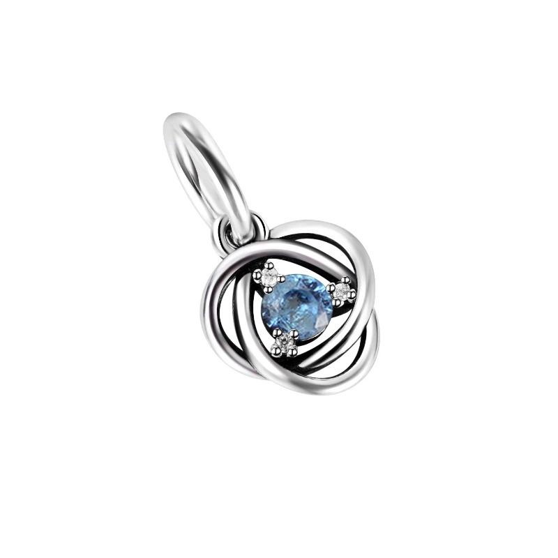 Silver S925 Twelve Month Birthstone Heart Eternity Charms Beads Pendant Fit Original Bracelet for Women DIY Fine Jewelry