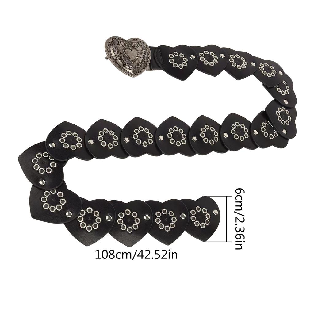 Hollowed Heart Shaped Belt Aesthetic Rivet Studded Belt Gothic Pants Belt Y2K Girl Waistband Female Western Waist Decors