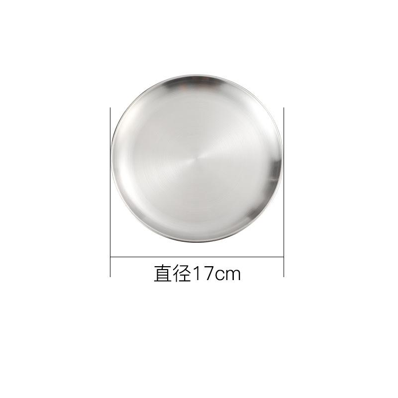 Stainless Steel Round  Food Storage Tray Korean Style Steak BBQ Buffet Plates Durable Thicken Shallow Dishes Kitchen Tools