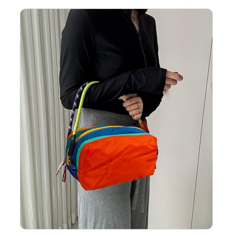 Colorful Patchwork Crossbody Bag Multi Zipper Cosmetic Toiletry Bag With Woven Strap Shoulder Bag For Women Gifts
