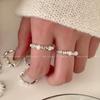 Bague élastique perle argentée pour femme - Design japonais et coréen tendance Ajustement polyvalent