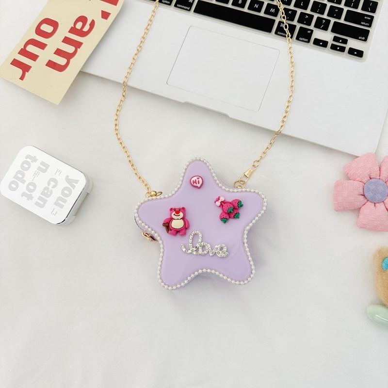 Adorable Cartoon Star Crossbody Bag For Kids Stylish Chain Strap Waterproof Pvc