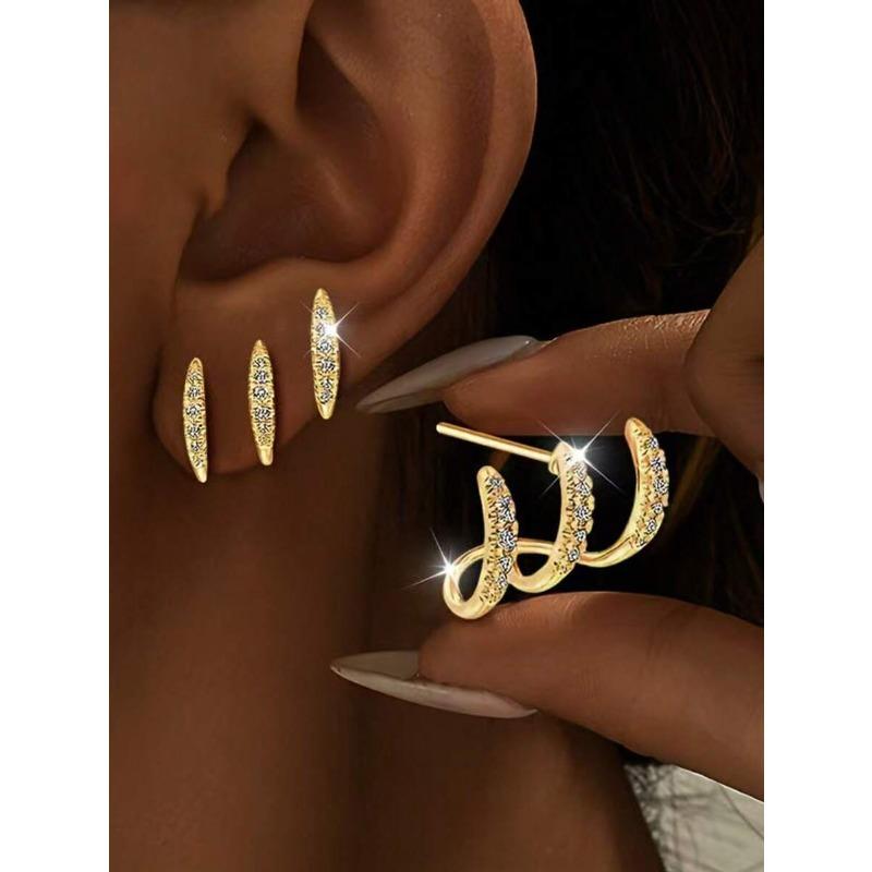 1 Pár Stříbrné Barvy Dámské Náušnice Drápy Set Super Třpytivý Syntetický Materiál Oslnivé… Více