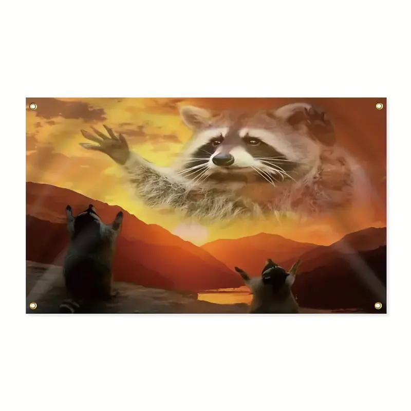 

VIKAMA Vibrant Raccoon Sunset Tapestry Living Room Bedroom Dormitory Polyester Decorative Wall Hanging Home Decor 74x94cm(29x37in)