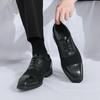 Men's Size 46 Leather Height-Boosting Formal Shoes - Thick Sole, Lace-up, Round Toe, Ideal for Weddings and Business in Spring/Autumn.