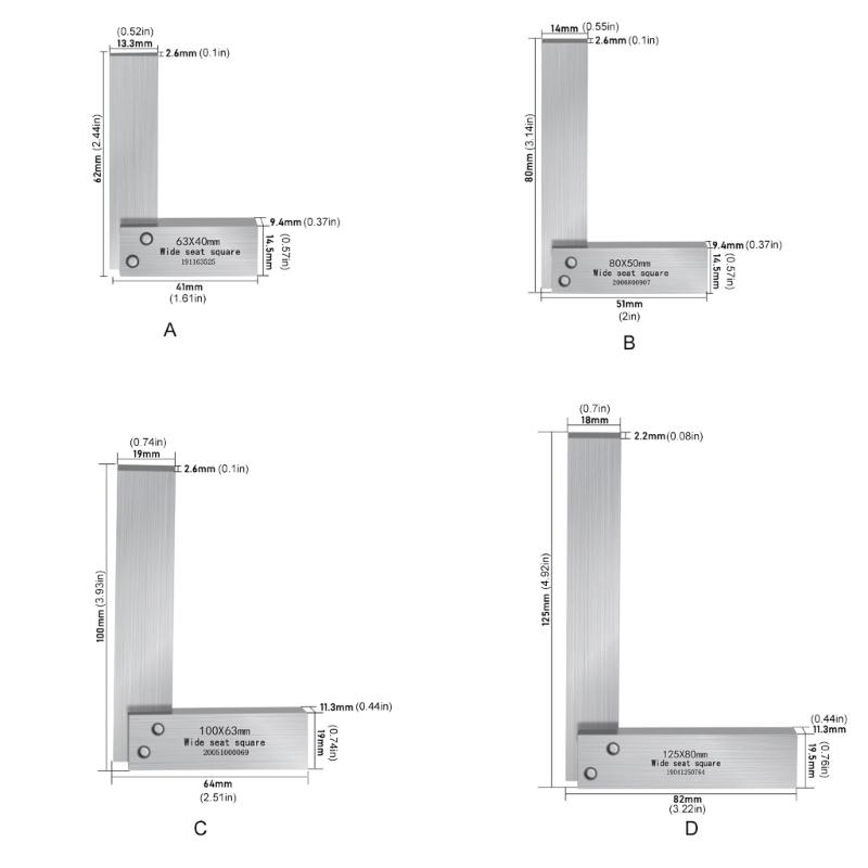 Upgrades Carbon Steel Right Angles Measuring Tool with Not Slip Base Workshop Measurement Tool for Engineers & Craftsmen