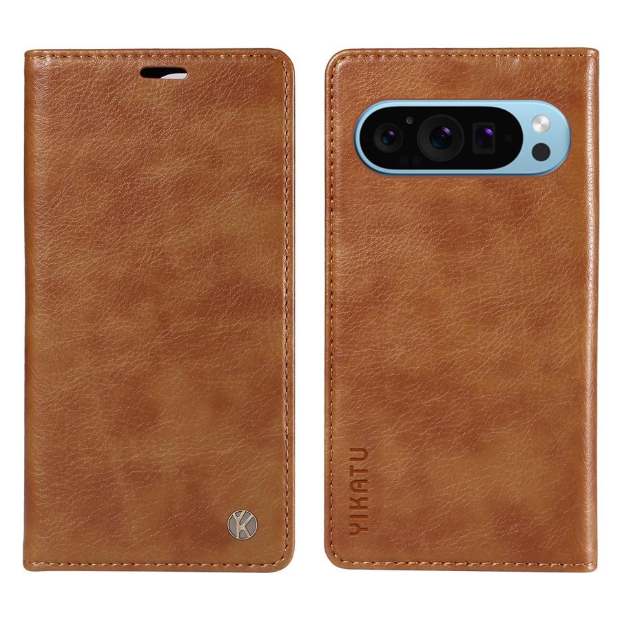 Premium Leather Strong Magnetic Phone Case for Google Pixel 9 Pro Pixel 8 8 Pro 9A 8A 7A Pixel 6 6A Pro Kickstand Wallet Case with Card Slots