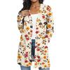 Women's Fashion Casual Retro Floral Print Mid-Length Cardigan Jacket