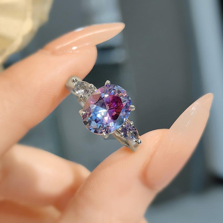 Mode Leichter Luxus Paraiba Halskettenanhänger Hochkohlenstoff-Diamantbesetzt Turmalfarbe Diamant-Steckohrringe Bunter Diamant Öffnungsring