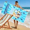 Name Custom Bluey Cartoon Print Beach Towel, Large Soft Quick Dry Towel for Beach Camping Swimming