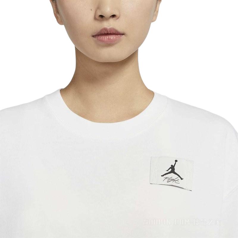 Jordan Solid Color Crew Neck Logo Print Short Sleeve T-Shirt Women Tops White DD7058-100