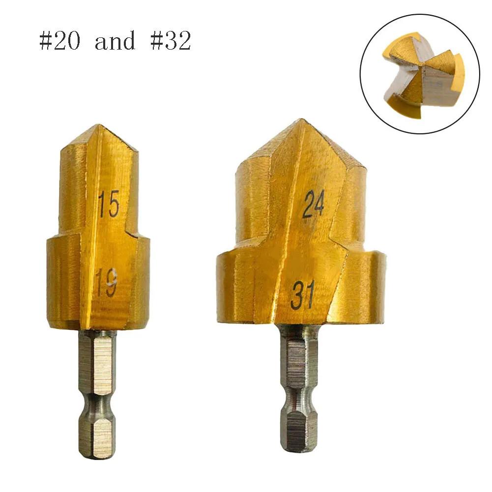 PPR Water Pipe Fitting Reamer Drill Bit 3 Flute Hex Shank Drill Bits Water Pipe Expansion Drill Punch Plumber HSS #20 #25 #32