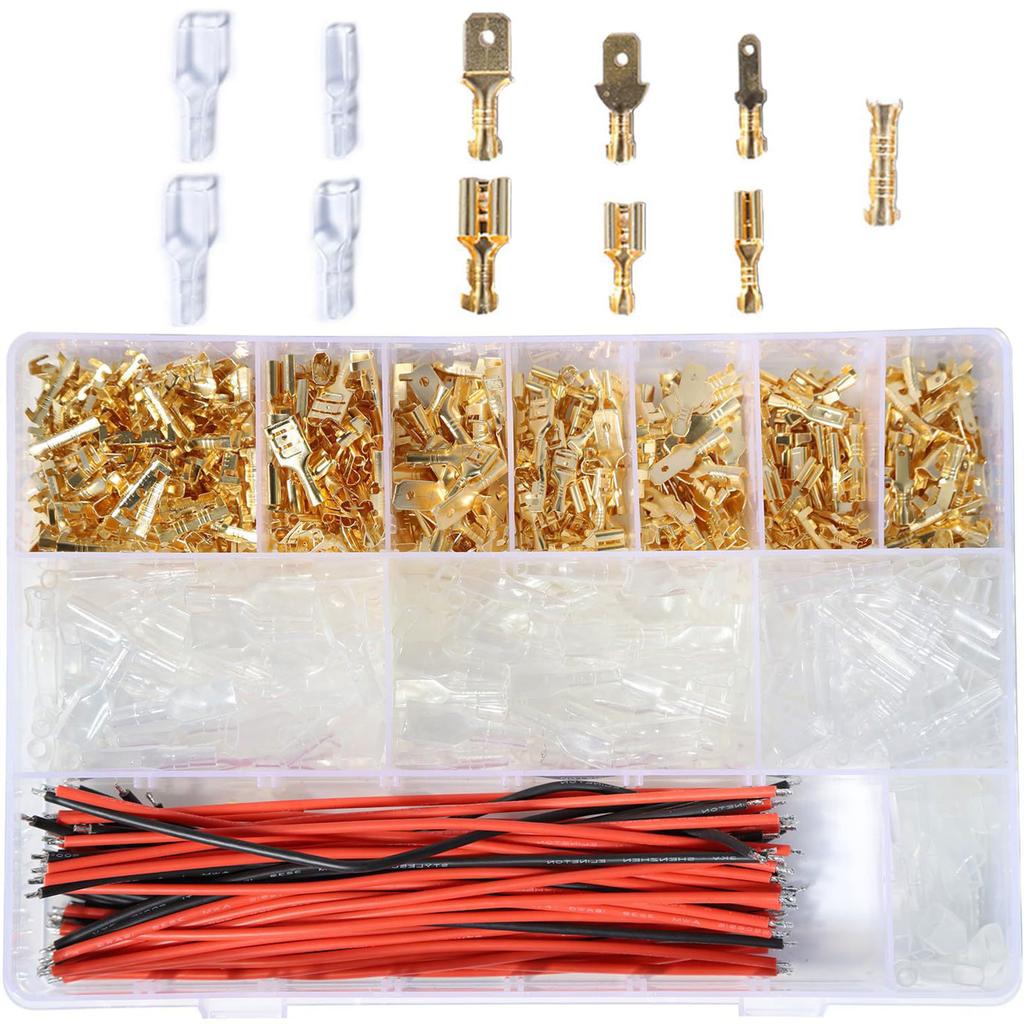 810pcs Spade Connector Set With Male/Female Terminals Comprehensive Stable Spade Terminals Set for Corrosions Resistance